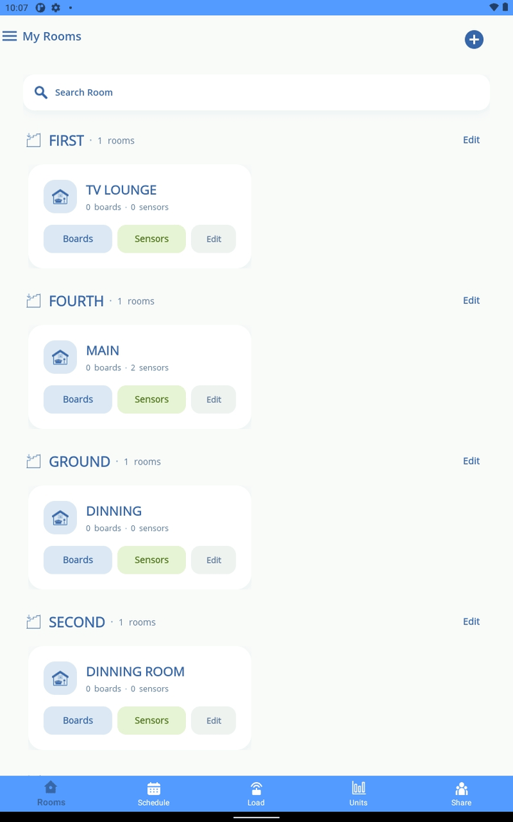 OmniVolt app — manage your rooms, boards and sensors